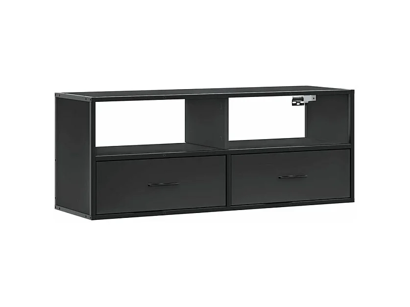 Meuble TV noir 100x31x39,5 bois d'ingénierie et métal