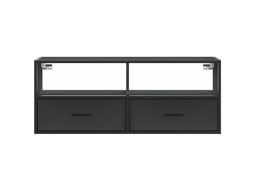 Meuble TV noir 100x31x39,5 bois d'ingénierie et métal