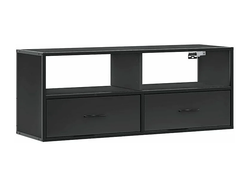 Meuble TV noir 100x31x39,5 bois d'ingénierie et métal