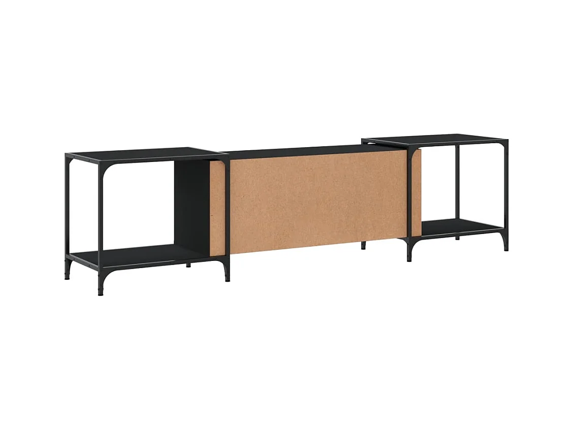Meuble TV noir 203x37x50 bois d'ingénierie