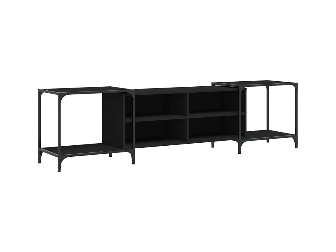 Meuble TV noir 203x37x50 bois d'ingénierie