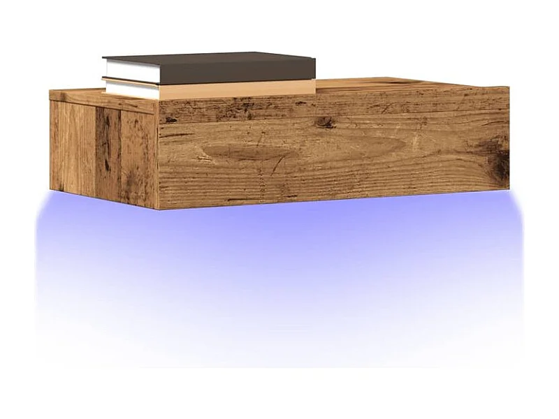 Meuble TV avec éclairage LED vieux bois 60x35x15,5