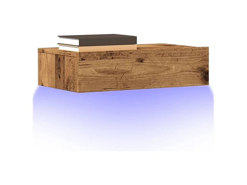 Meuble TV avec éclairage LED vieux bois 60x35x15,5