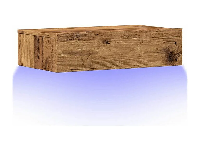 Meuble TV avec éclairage LED vieux bois 60x35x15,5