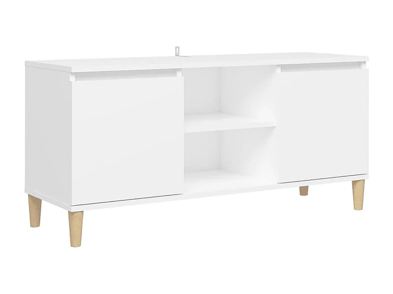 Meuble TV avec pieds en bois massif Blanc 103,5x35x50