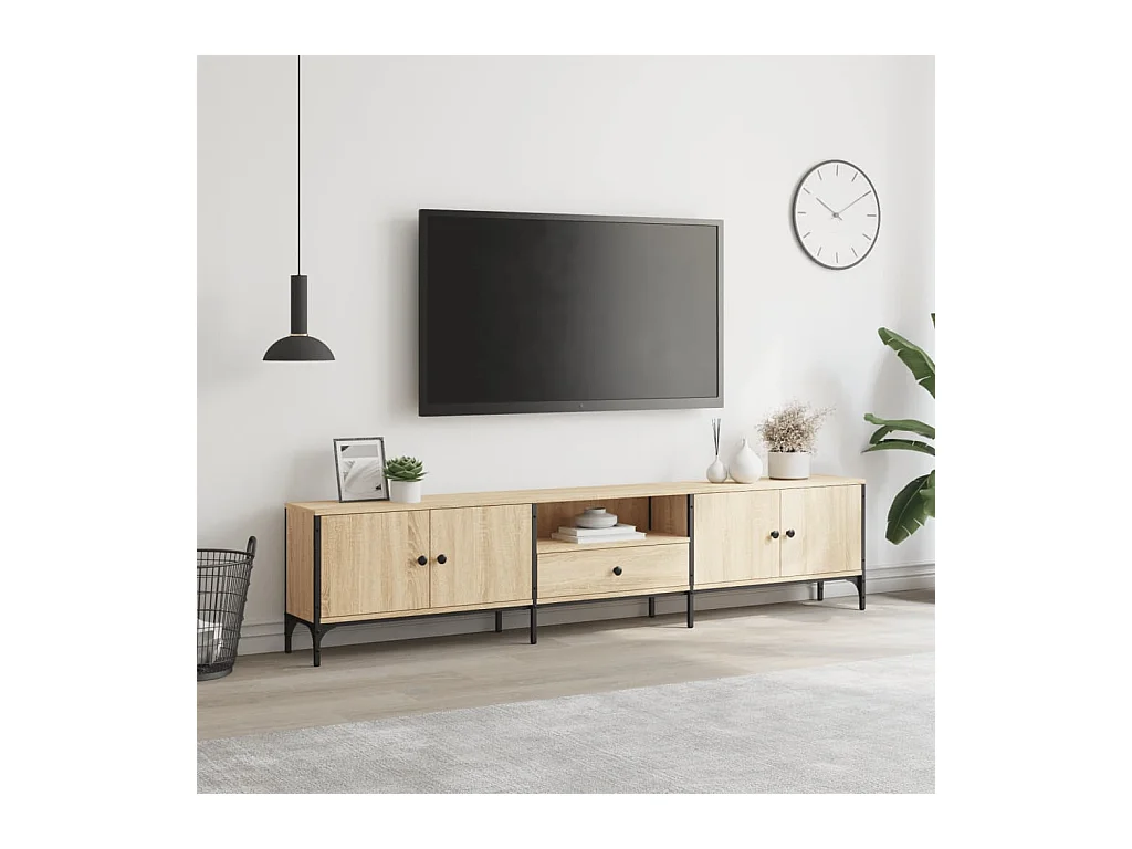 Meuble TV à tiroir chêne sonoma 200x25x44 bois d'ingénierie