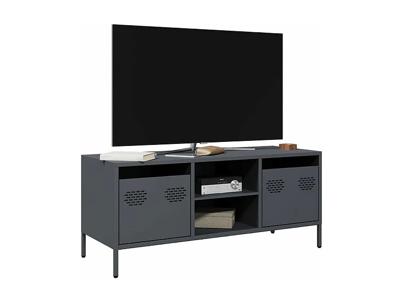 Meuble TV anthracite 101,5x39x43,5 acier laminé à froid