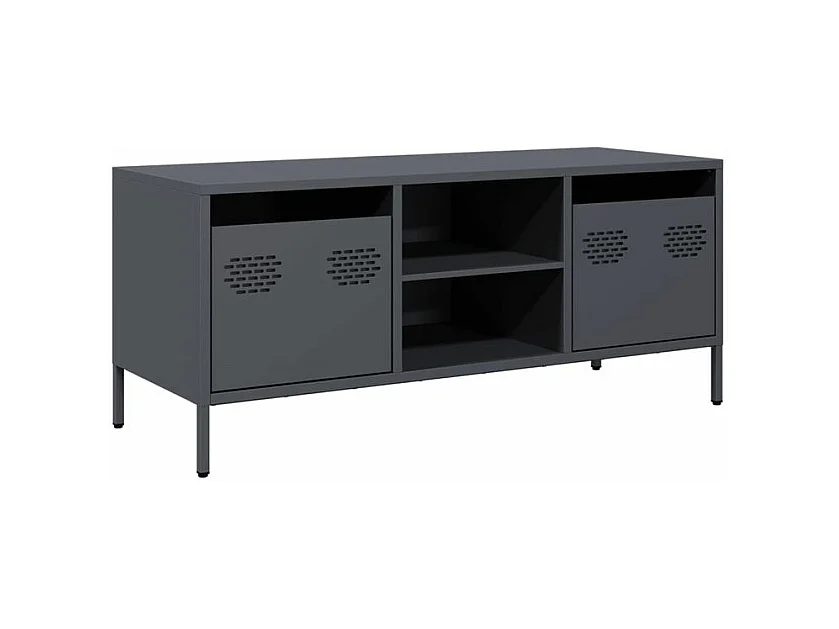 Meuble TV anthracite 101,5x39x43,5 acier laminé à froid