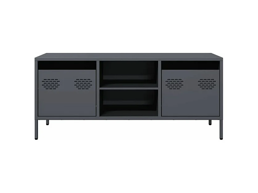 Meuble TV anthracite 101,5x39x43,5 acier laminé à froid