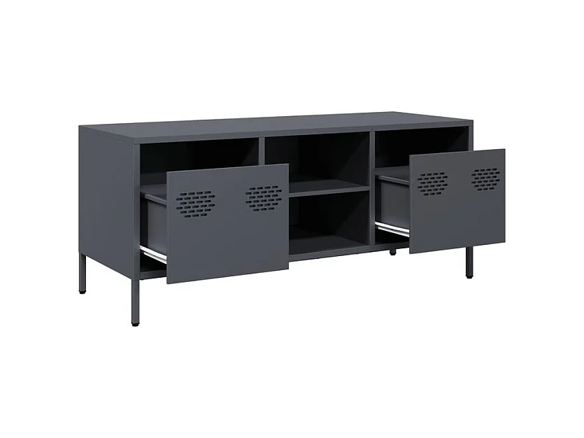 Meuble TV anthracite 101,5x39x43,5 acier laminé à froid