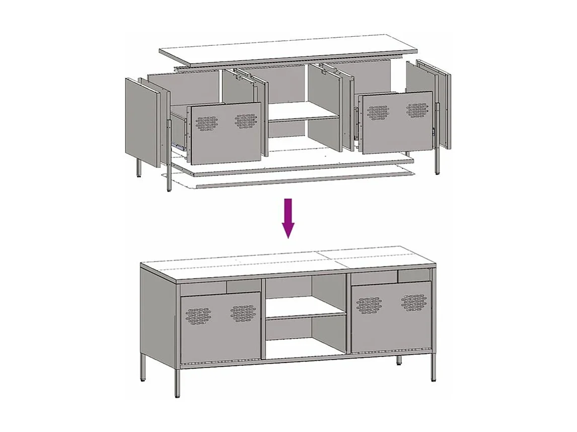 Meuble TV anthracite 101,5x39x43,5 acier laminé à froid