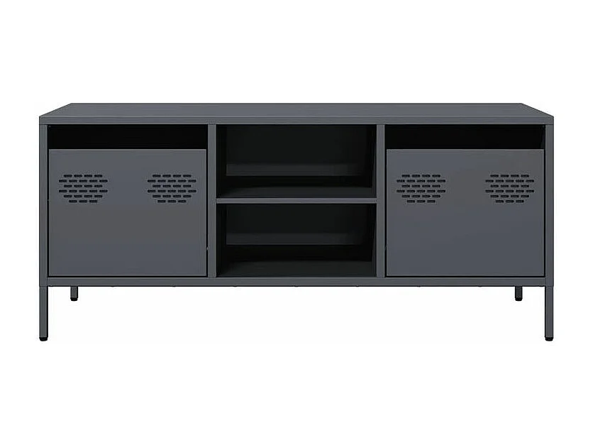Meuble TV anthracite 101,5x39x43,5 acier laminé à froid
