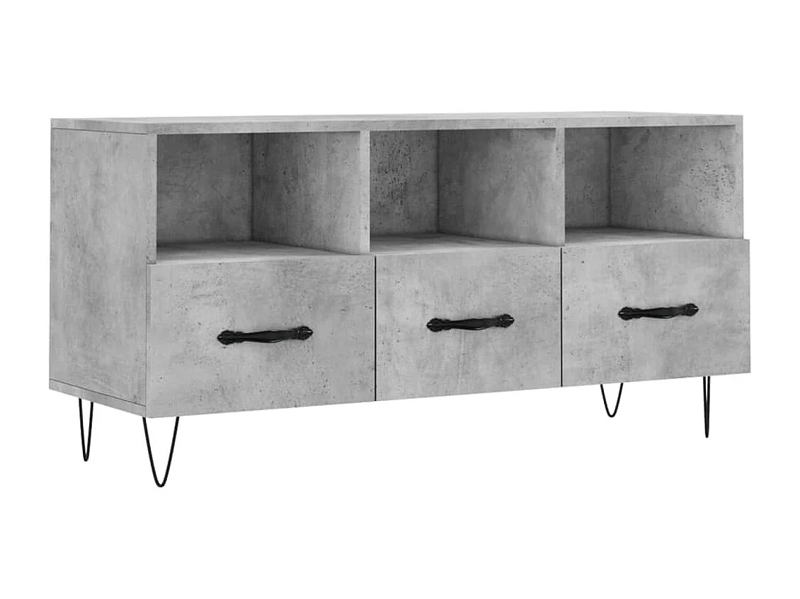 Meuble TV gris béton 102x36x50 bois d'ingénierie