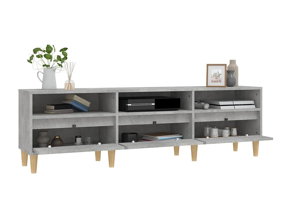 Meuble TV gris béton 150x30x44,5 bois d'ingénierie