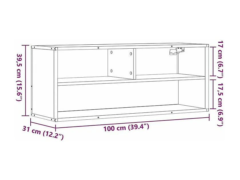 Meuble TV chêne sonoma 100x31x39,5 bois d'ingénierie et métal