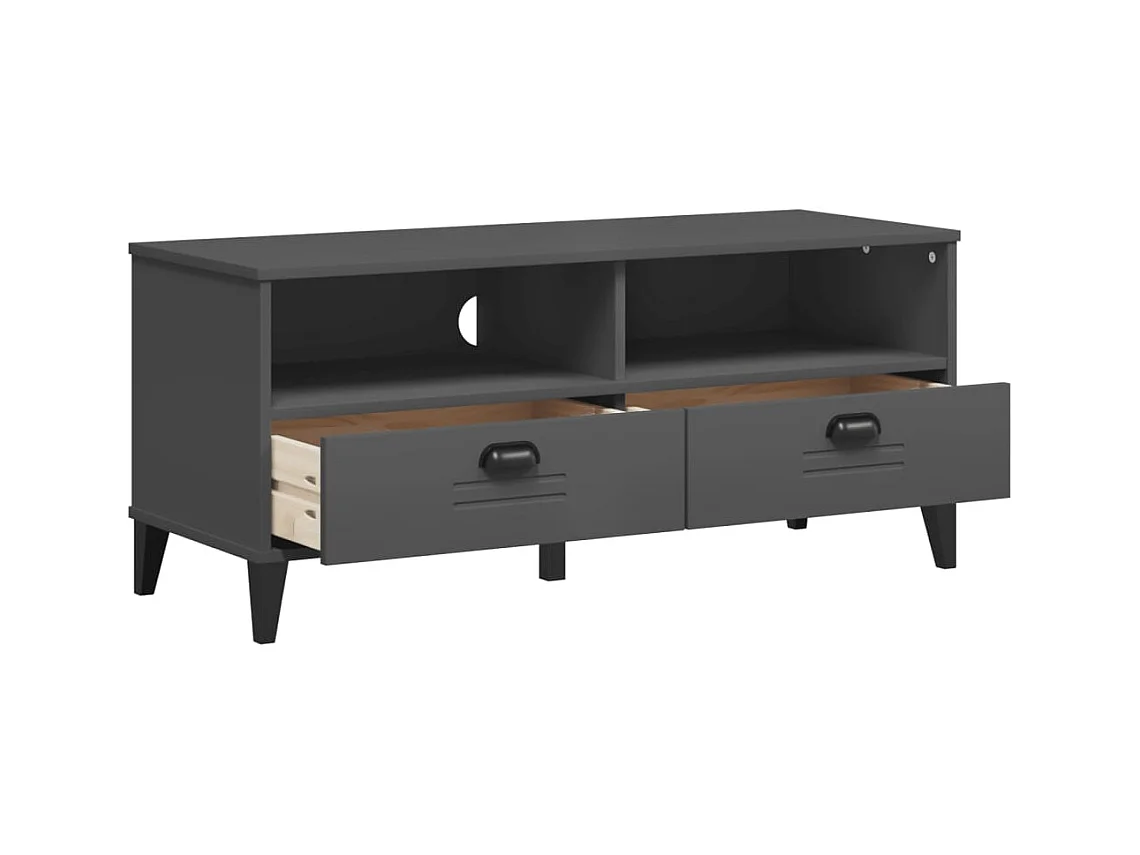 Meuble TV VIKEN gris anthracite bois de pin solide