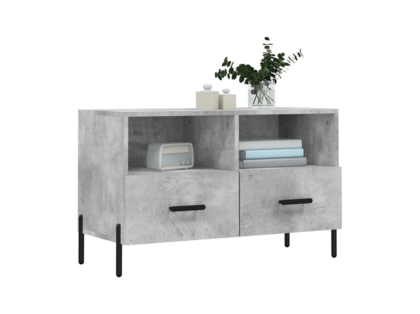 Meuble TV Gris béton 80x36x50 Bois d'ingénierie