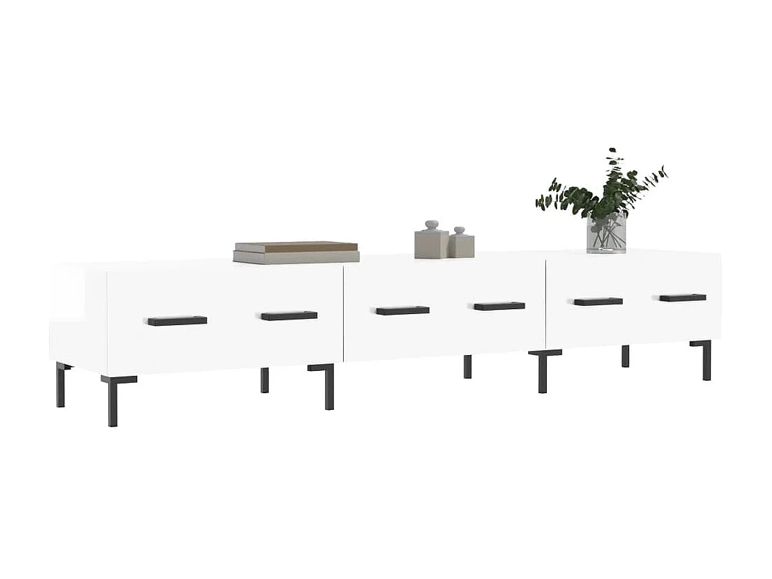 Meuble TV blanc brillant 150x36x30 bois d'ingénierie