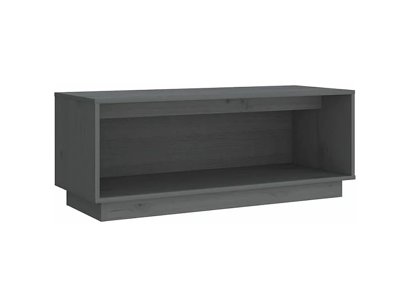 Meuble TV Gris 90x35x35 Bois de pin massif