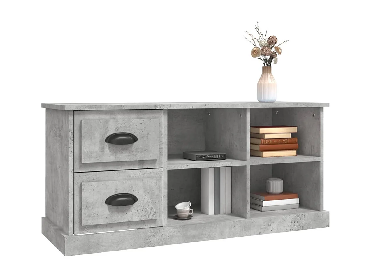 Meuble TV gris béton 102x35,5x47,5 bois d'ingénierie