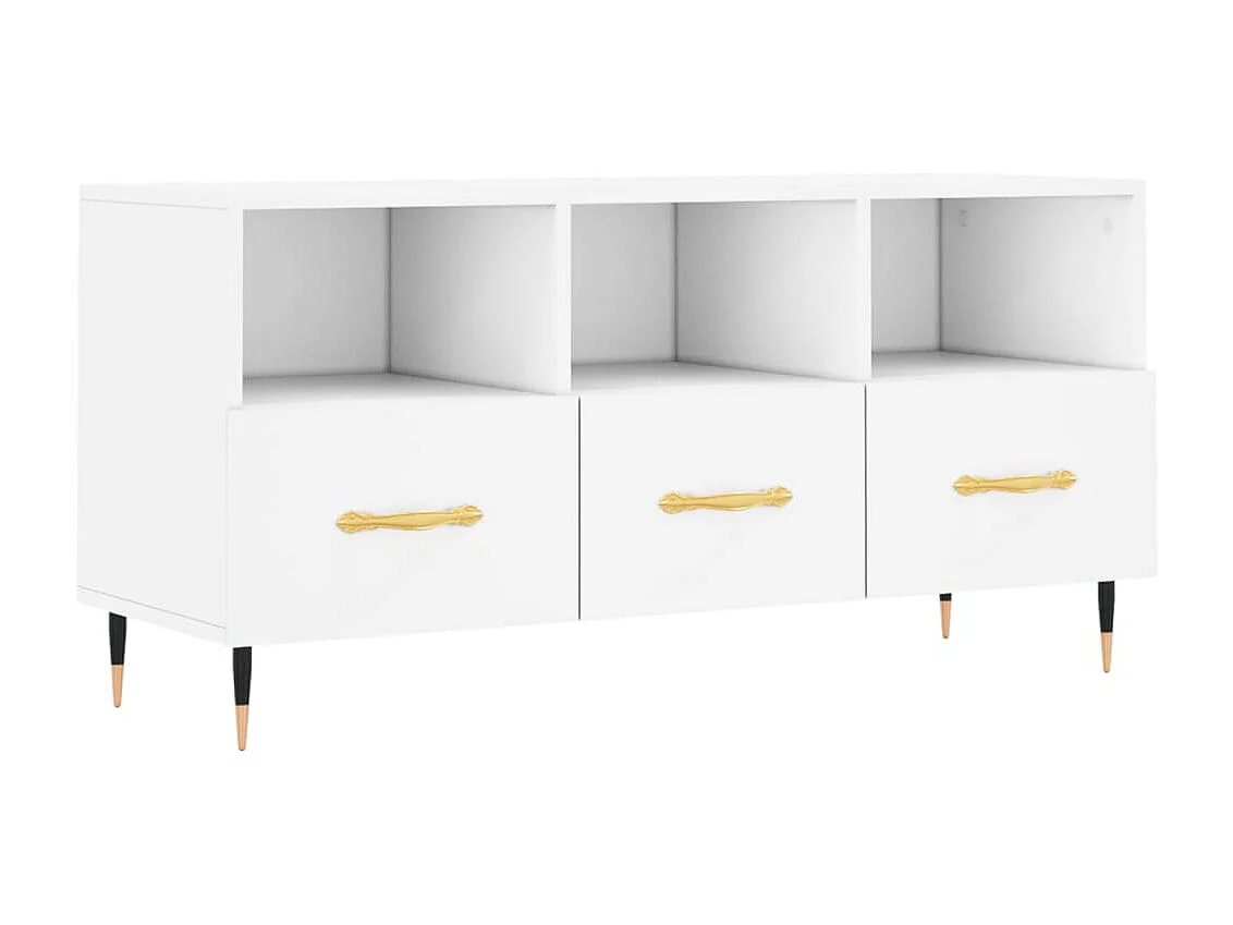 Meuble TV blanc 102x36x50 bois d'ingénierie