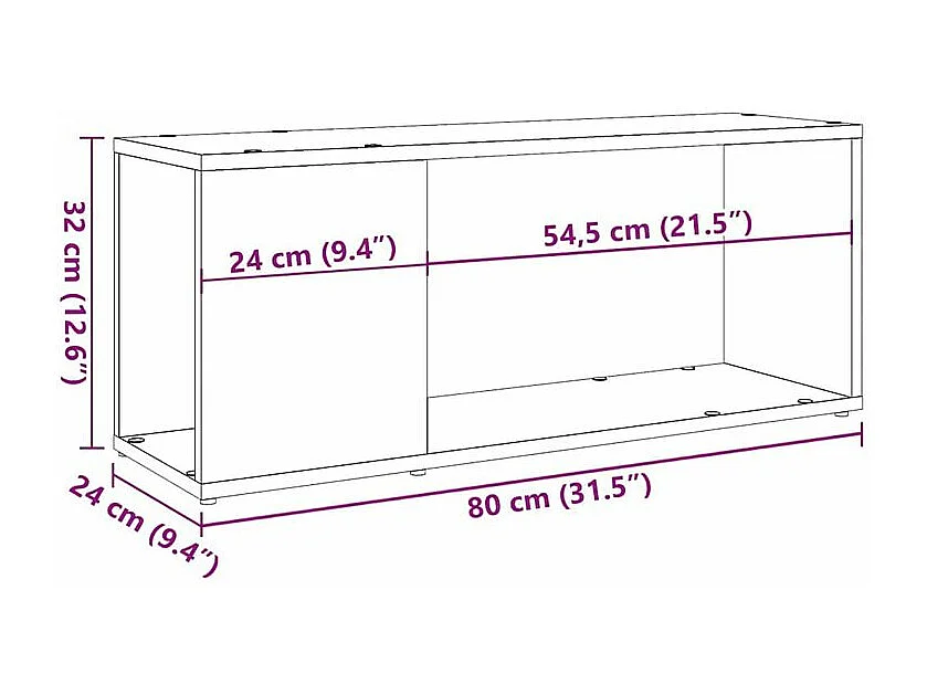 Meuble TV vieux bois 80x24x32 bois d'ingénierie