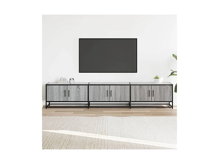Meuble TV sonoma gris 210x35x41 bois d'ingénierie