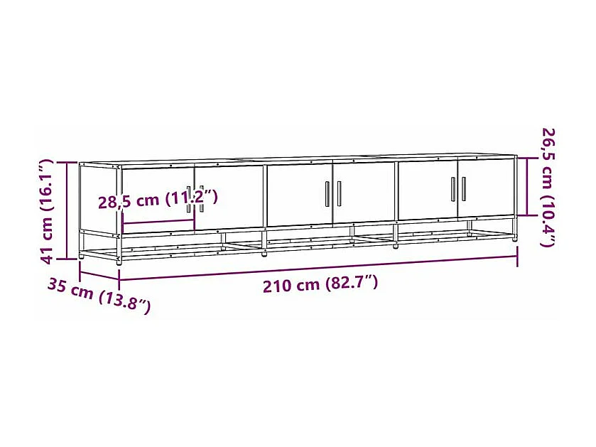 Meuble TV sonoma gris 210x35x41 bois d'ingénierie