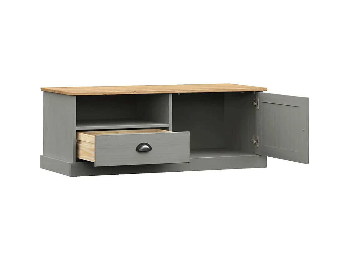 Meuble TV VIGO gris 106x40x40 bois massif de pin