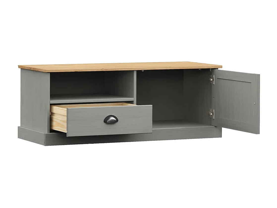 Meuble TV VIGO gris 106x40x40 bois massif de pin