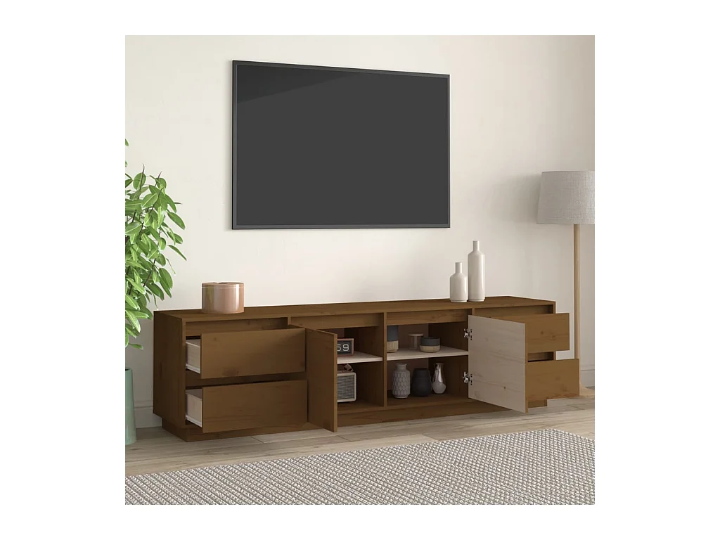 Meuble TV Marron miel 176x37x47,5 Bois de pin massif