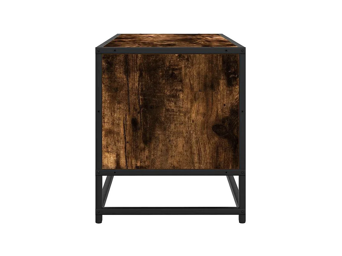 Meuble TV chêne fumé 80x34,5x40 bois d'ingénierie et métal