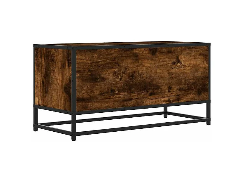 Meuble TV chêne fumé 80x34,5x40 bois d'ingénierie et métal