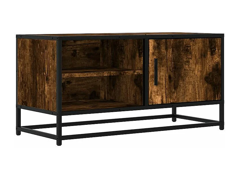 Meuble TV chêne fumé 80x34,5x40 bois d'ingénierie et métal