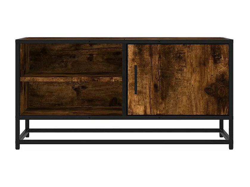 Meuble TV chêne fumé 80x34,5x40 bois d'ingénierie et métal