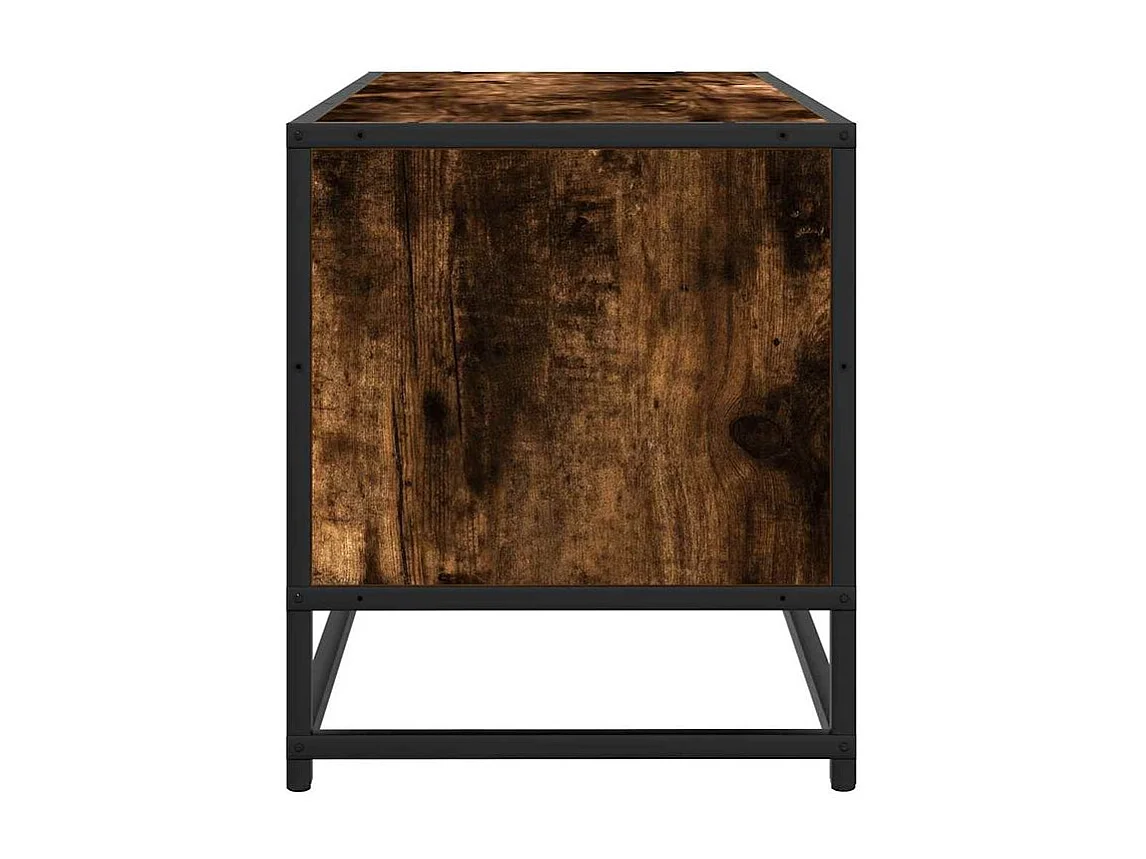 Meuble TV chêne fumé 80x34,5x40 bois d'ingénierie et métal