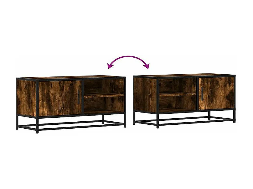 Meuble TV chêne fumé 80x34,5x40 bois d'ingénierie et métal