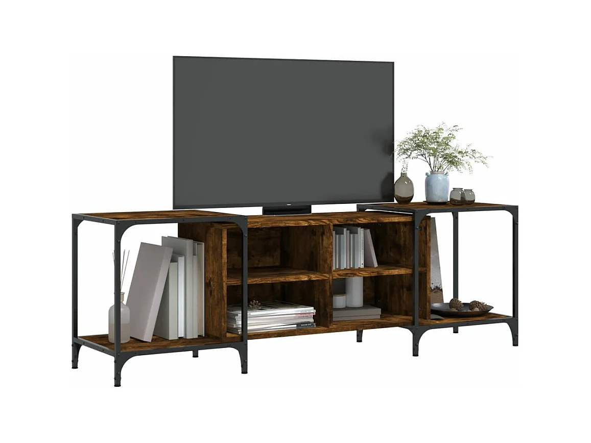 Meuble TV chêne fumé 153x37x50 bois d'ingénierie