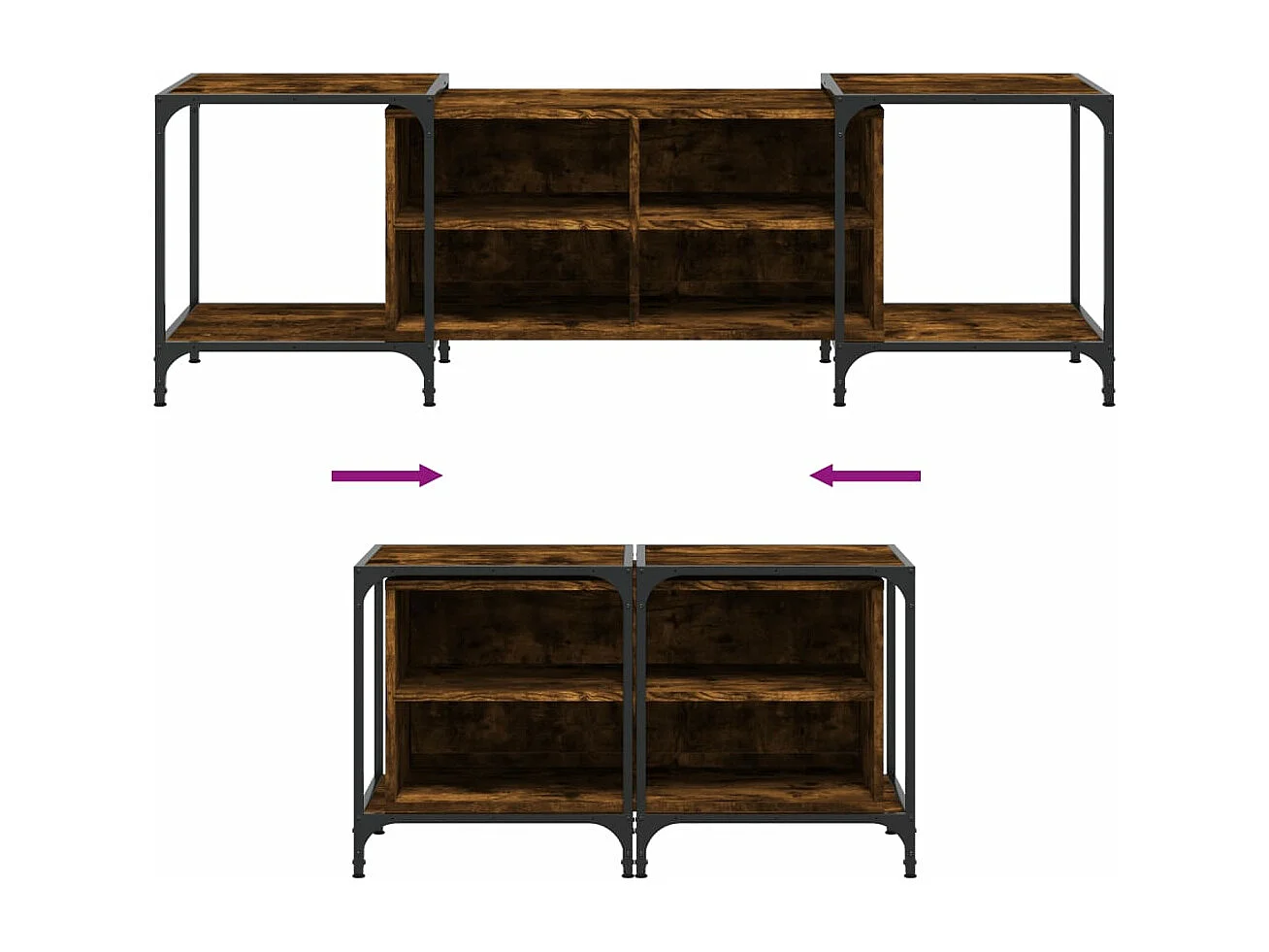 Meuble TV chêne fumé 153x37x50 bois d'ingénierie