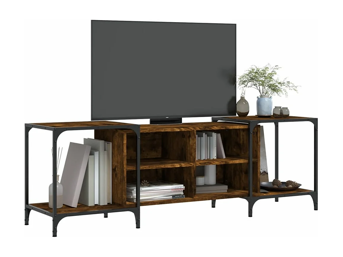 Meuble TV chêne fumé 153x37x50 bois d'ingénierie