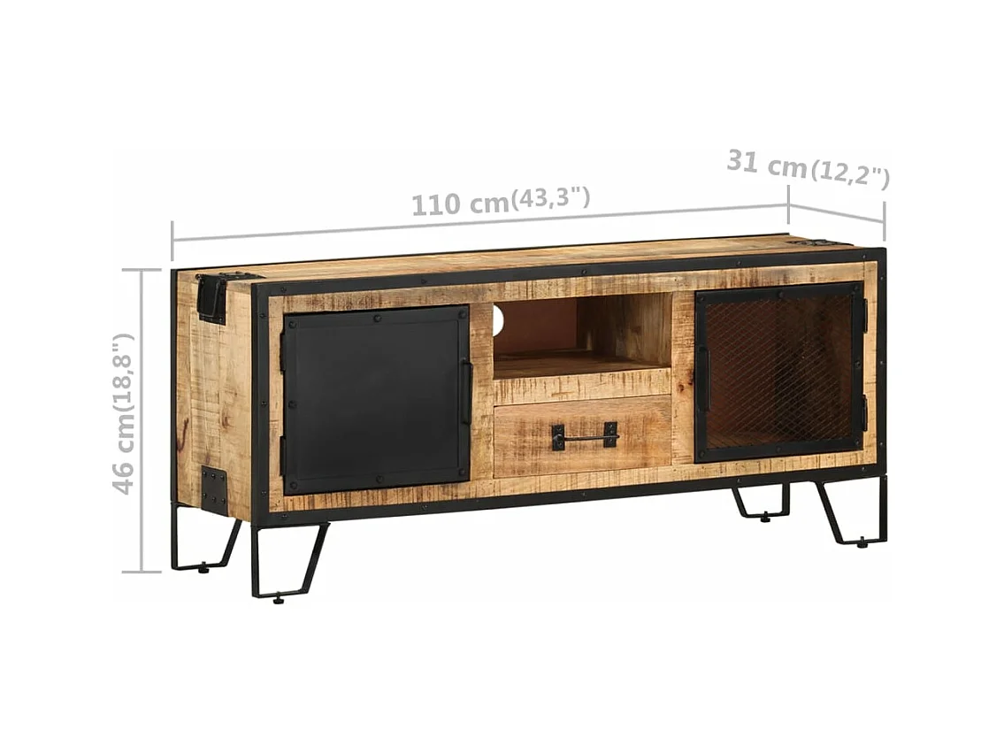 Meuble TV 110x31x46 Bois de manguier brut