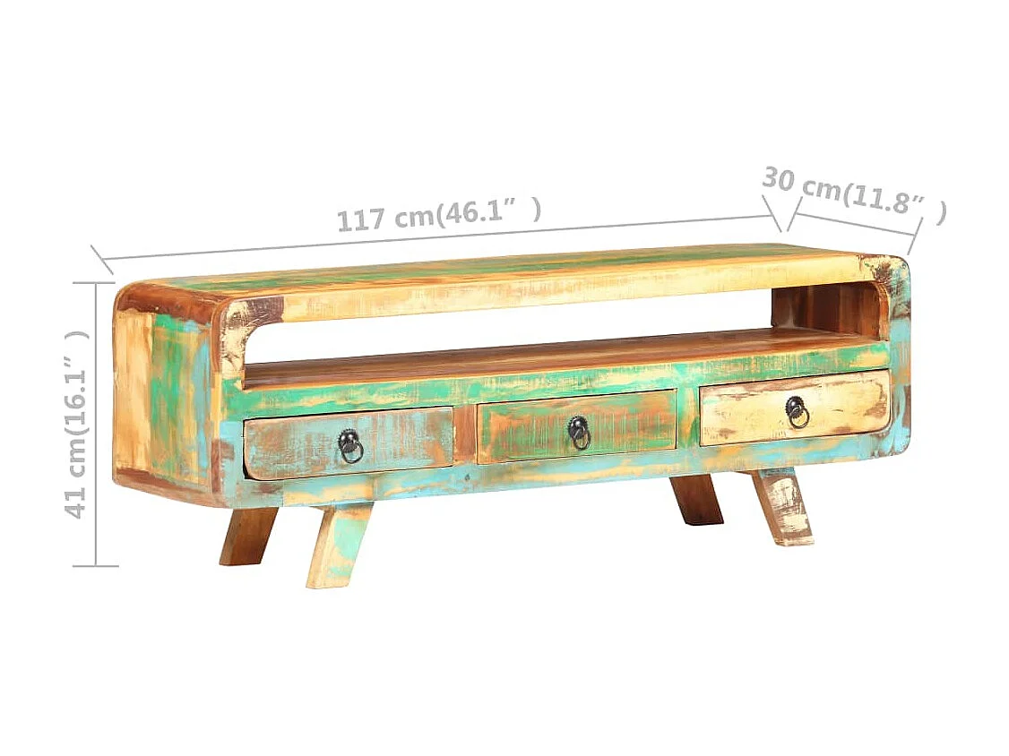 Meuble TV 117x30x41 Bois de récupération massif