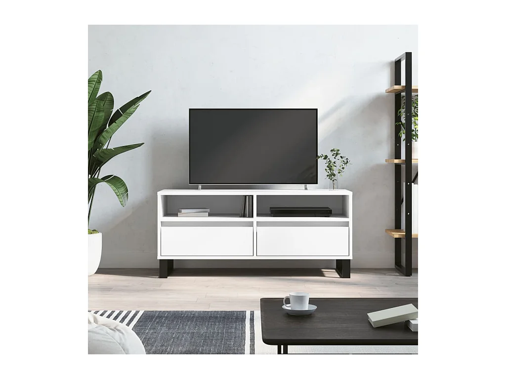 Meuble TV blanc 100x34,5x44,5 bois d'ingénierie