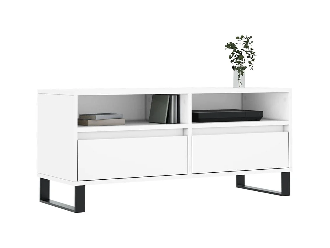 Meuble TV blanc 100x34,5x44,5 bois d'ingénierie