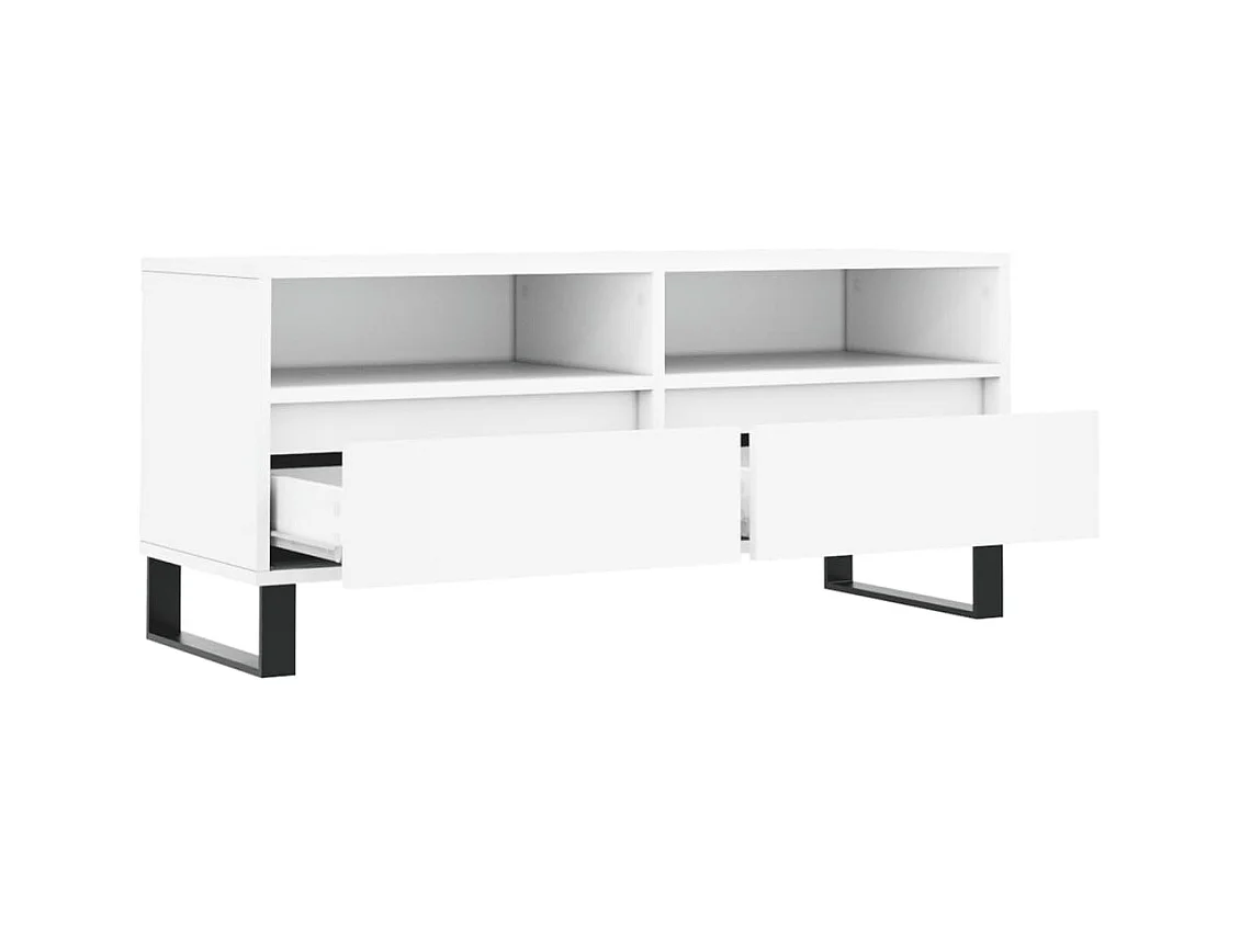 Meuble TV blanc 100x34,5x44,5 bois d'ingénierie