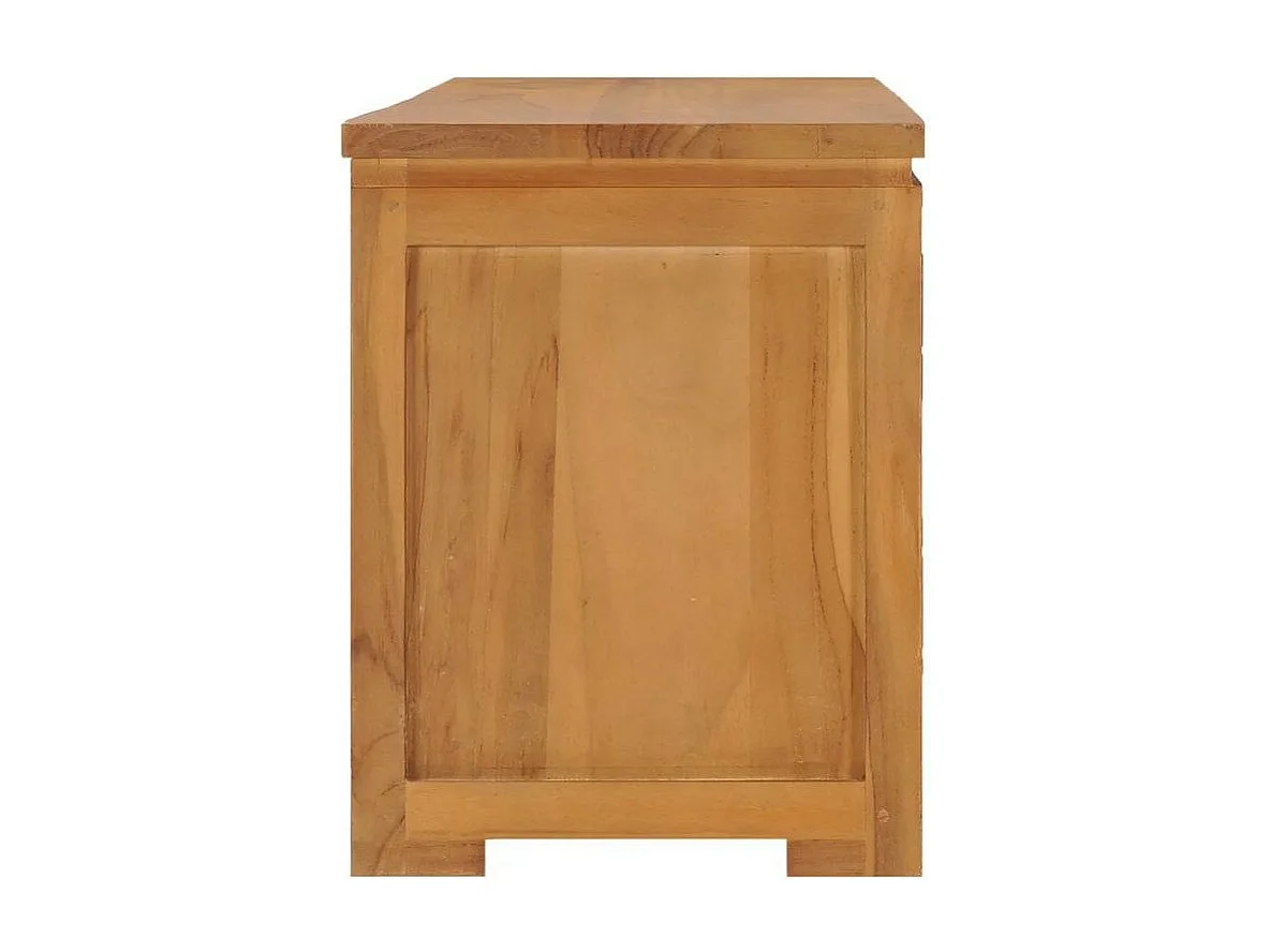 Meuble TV 2 portes 2 niches teck massif foncé Siar 110cm