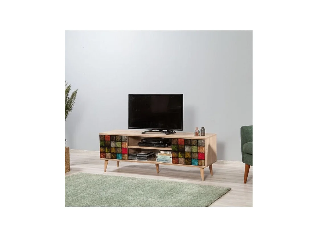 Mueble de TV de melamina – 140 cm – Roble Sonoma – 18 mm