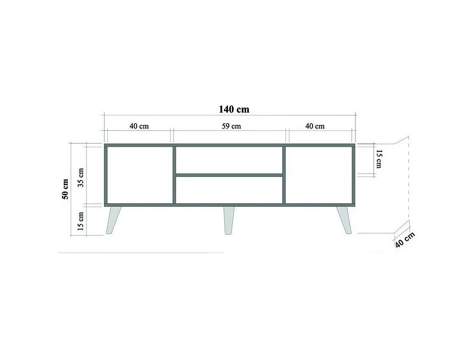 Mueble de TV de melamina – 140 cm – Roble Sonoma – 18 mm