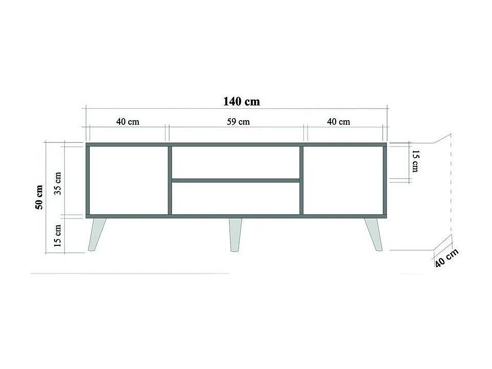 Meuble TV en bois clair et damier multicolors Kiza 723