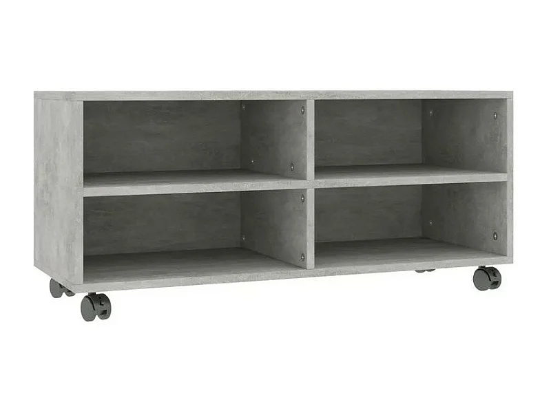 Meuble TV 4 compartiments bois gris effet béton Reaza 90cm